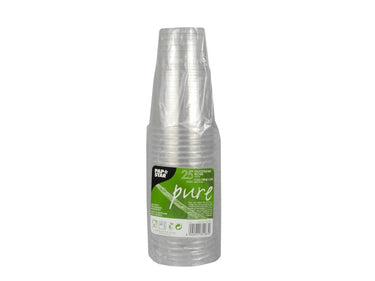 Papstar 25 drinkbekers pla pure 250ml ã˜7,8x11cm glashelder met schuimkraag