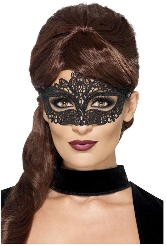 Smiffys kanten oogmasker - zwart masker voor halloween carnaval