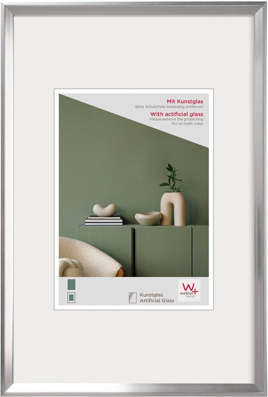 Walther desire - kunststof lijst - fotoformaat 40x50 cm - kunstglas - zilver