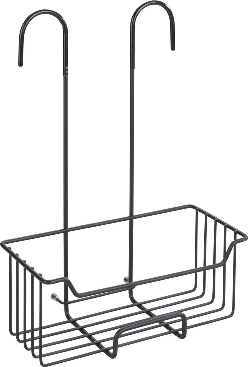 Afbeelding laden in galerijviewer, Wenko doucherek milo rvs zwart 25x36cm - zonder boren - doucherekje hangend - douchemand - douchecaddy ophangbaar
