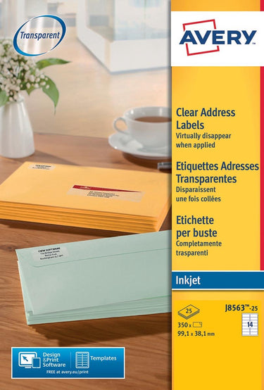 Avery huismerk j8563-25 inkjet etiket 99,1x38,1