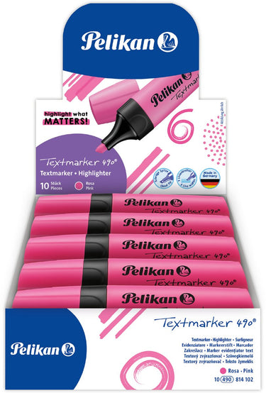 Pelikan textmarker 490 - markeerstift - roze - 10 stuks