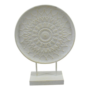Mansion atmosphere decoratie ornament op voet metaal crã¨me 35x12x46,5cm