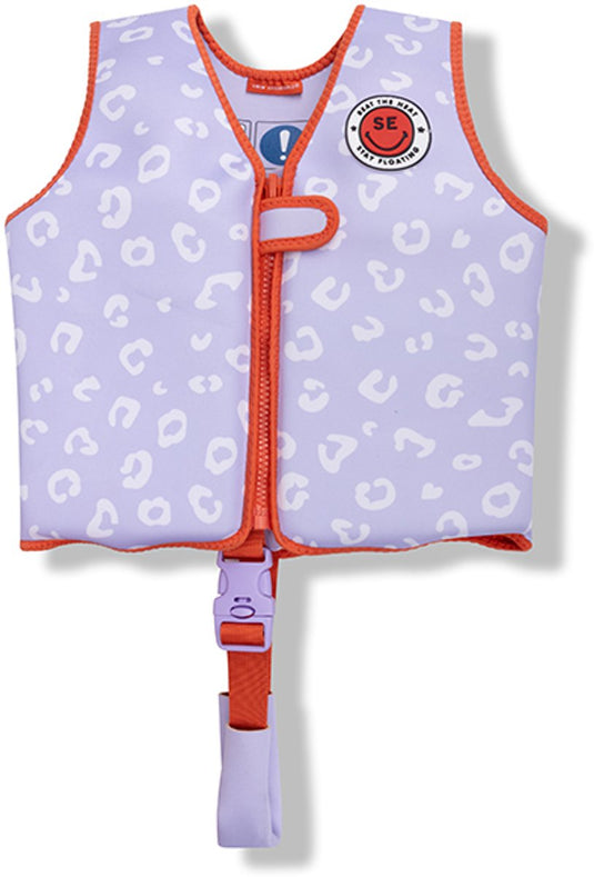 Swim essentials - zwemvest kind 3-6 jaar - lila - luipaardprint - drijfvest - kleuter