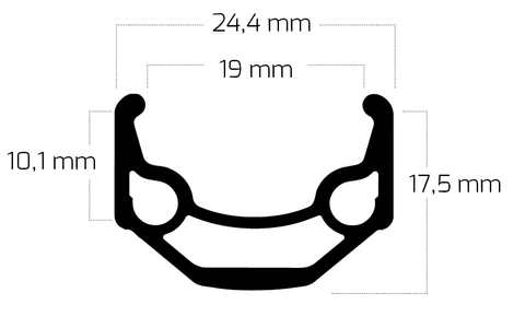 Velg Ryde ZAC 19 26 559 x 19C aluminium 36 gaats 14G - zwart