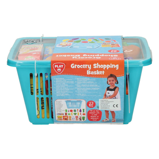 Playgo winkelmandje met boodschappen speelset - 23dlg.