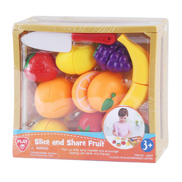 Playgo gesneden speelfruit in kratje - 11dlg.
