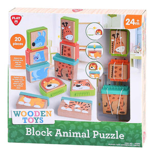 Playgo play houten blokpuzzel dieren - educatief speelgoed 20-delig.