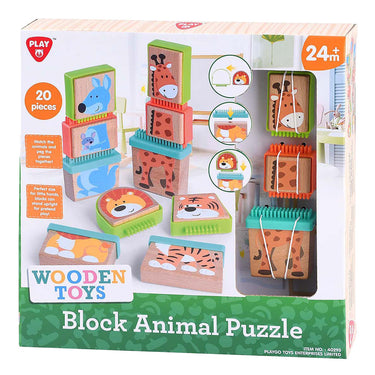Playgo play houten blokpuzzel dieren - educatief speelgoed 20-delig.