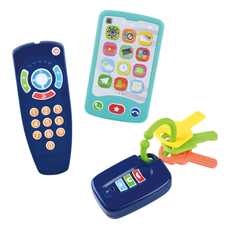 Load image into Gallery viewer, Play baby speeltjes sleutel, afstandsbediening en telefoon, 3dlg.
