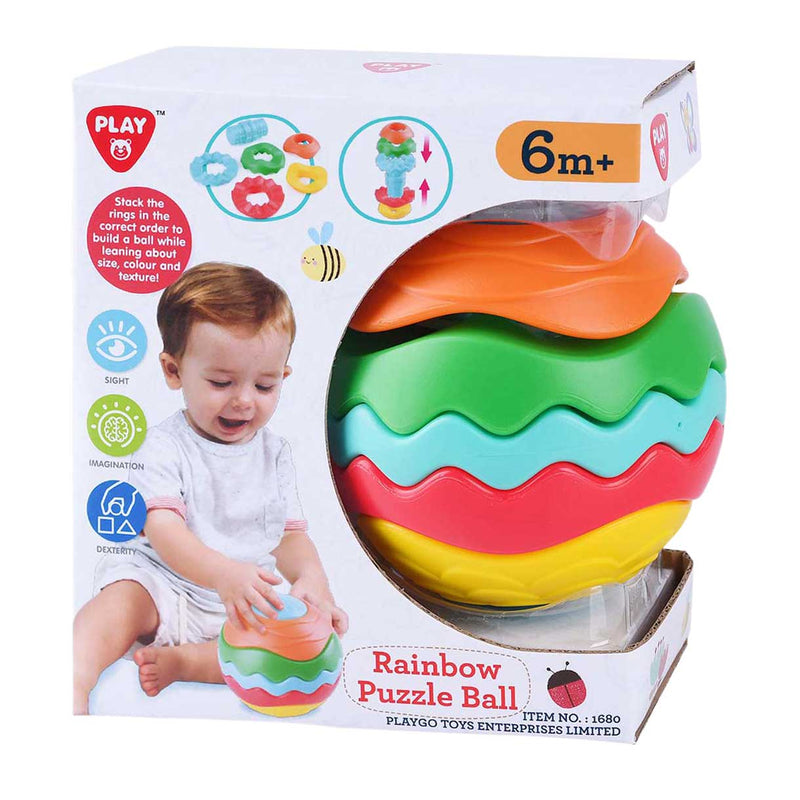 Load image into Gallery viewer, Playgo regenboog puzzelbal - 6dlg.
