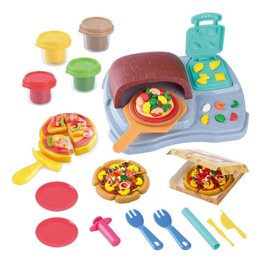 Playgo klei speelgoed pizza feest set met 4 kleipotjes voor kinderen.