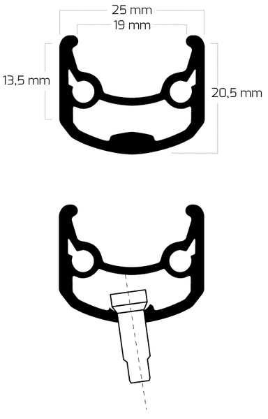 Velg Ryde Andra 30 26 559 x 19C aluminium - 32 gaats 14G - zwart geslepen