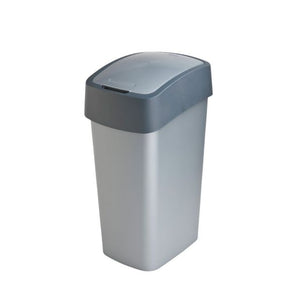Curver pacific flip bin - prullenbak - 45 liter - zilver antraciet