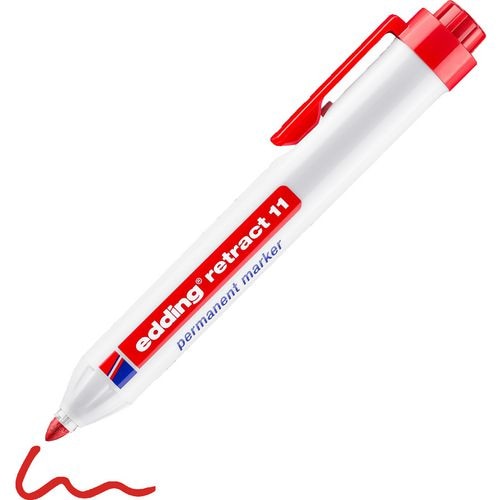 Permanent marker edding met drukknop 11 rood