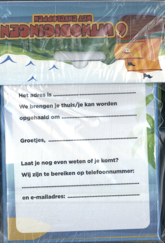 Interstat uitnodigingskaarten - piraten - 6st.