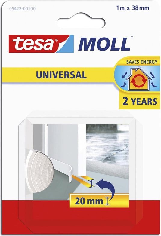 Tesa 1x zelfklevende tochtstrip dorpelstrip wit 1 mtr x 38 mm - klusbenodigdheden - huis isolatie - tochtstrips tochtstroken voor deuren
