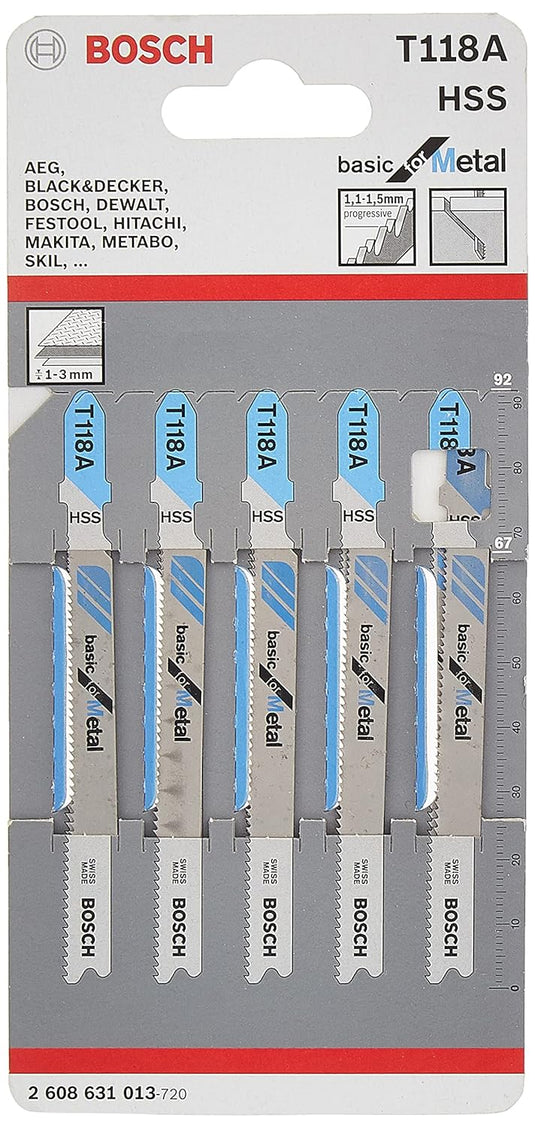 Bosch accessoires 5x basic voor metaal decoupeerzaagblad t118a - 2608631013