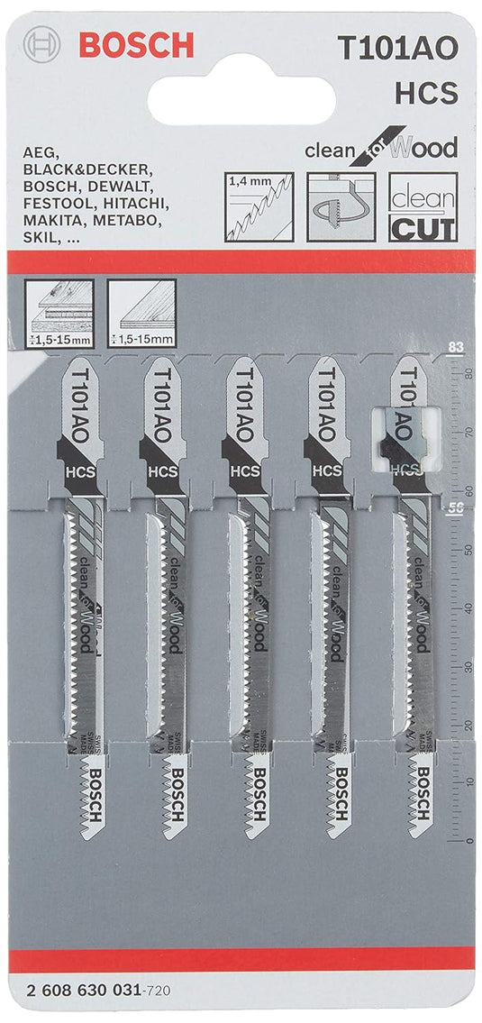 Bosch accessoires 5x clean voor hout decoupeerzaagblad t101ao - 2608630031