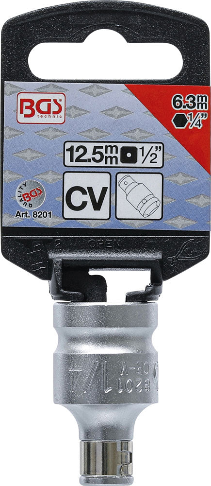 Load image into Gallery viewer, Bgs technic bit adapter with retaining ball square 1 2 to hex 1 4

