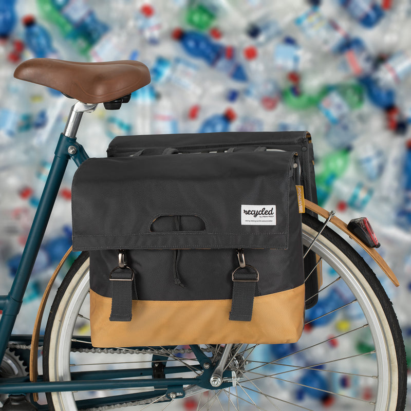 Load image into Gallery viewer, UrbanProof Urban Proof dubbele fietstas zwart geel 40L
