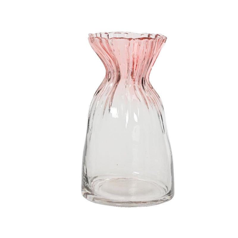 Afbeelding laden in galerijviewer, Decoris vaas glas ã˜12cm x h.20.5cm zacht roze
