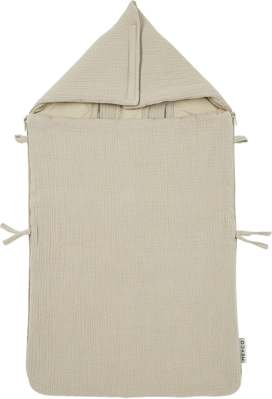 Meyco baby uni voetenzak - pre-washed hydrofiel - sand - 40x82cm