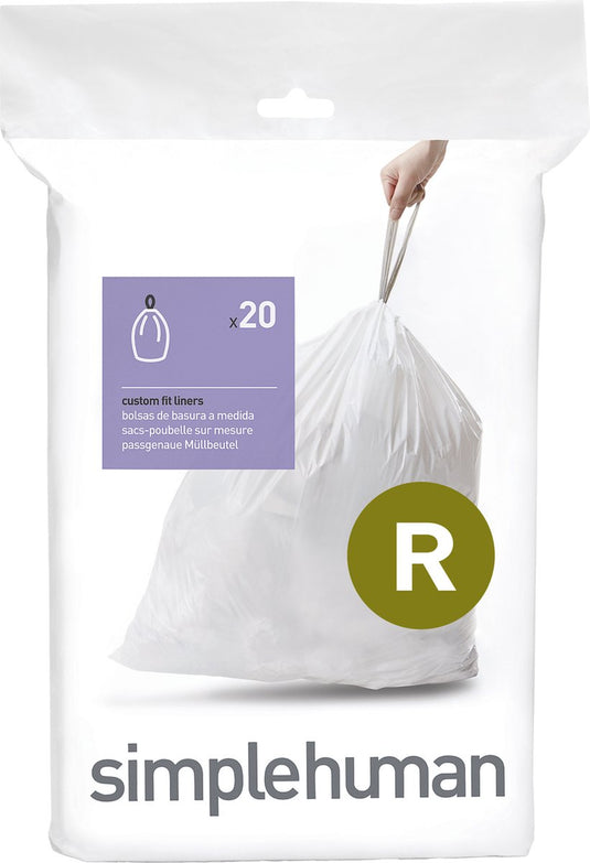 Ttp concepts simplehuman code r afvalzakken - 10 liter - 20 stuks - met trekband - wit