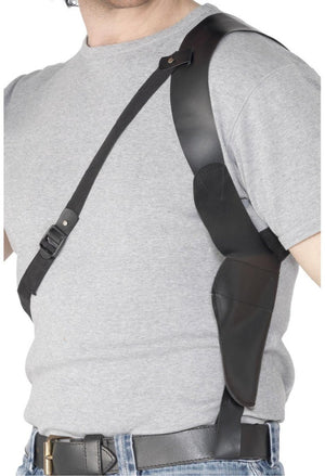 Smiffys schouder holster - zwart - leder look - verkleedaccessoires - pistool houder - cowboy