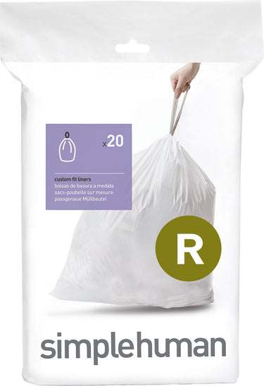 Simplehuman code r afvalzakken - 10 liter - 20 stuks - met trekband - wit