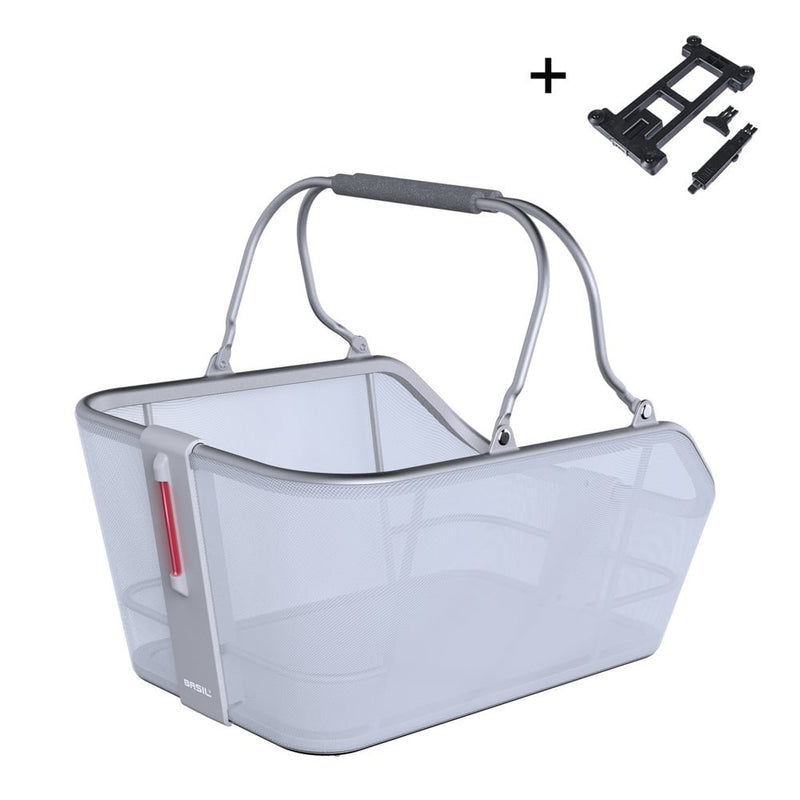 Load image into Gallery viewer, Basil fietsmand cento tech fiber nordlicht mik 21 liter 39 x 24 x 15 cm blauw zilver
