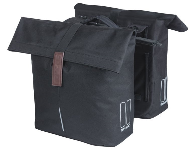 Load image into Gallery viewer, Basil dubbele fietstas city mik 28-32 liter - zwart
