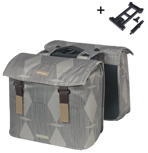 Basil dubbele fietstas elegance mik 40 - 49 liter - chateau taupe