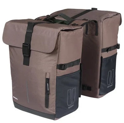 Basil dubbele fietstas move mik 30 liter 16 x 27 x 38 cm - bruin