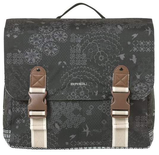 Basil dubbele fietstas bohème mik 35 liter - zwart charcoal