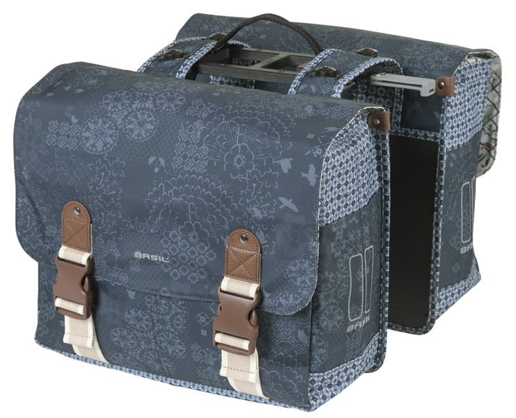 Load image into Gallery viewer, Basil dubbele fietstas bohème mik 35 liter - indigo blauw
