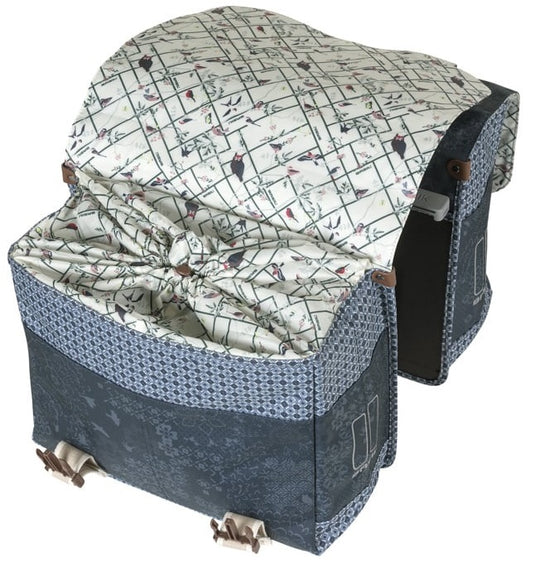 Basil dubbele fietstas bohème mik 35 liter - indigo blauw