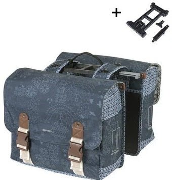 Load image into Gallery viewer, Basil dubbele fietstas bohème mik 35 liter - indigo blauw
