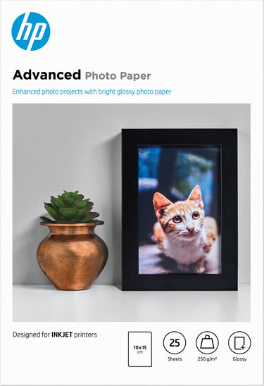 Hp fotopapier - 10x15cm 250g m 25 vellen
