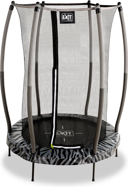 Exit toys exit tiggy trampoline ø140cm - met veiligheidsnet - rond - kindertrampoline - zwart grijs