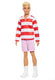 Barbie fashionistas ken pop - blond haar en rood-wit gestreepte polo