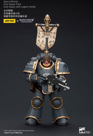 Joy toy (cn) warhammer the horus heresy action figure 1 18 space wolves grey slayer pack grey slayer met legion vexilla 12 cm action figuur