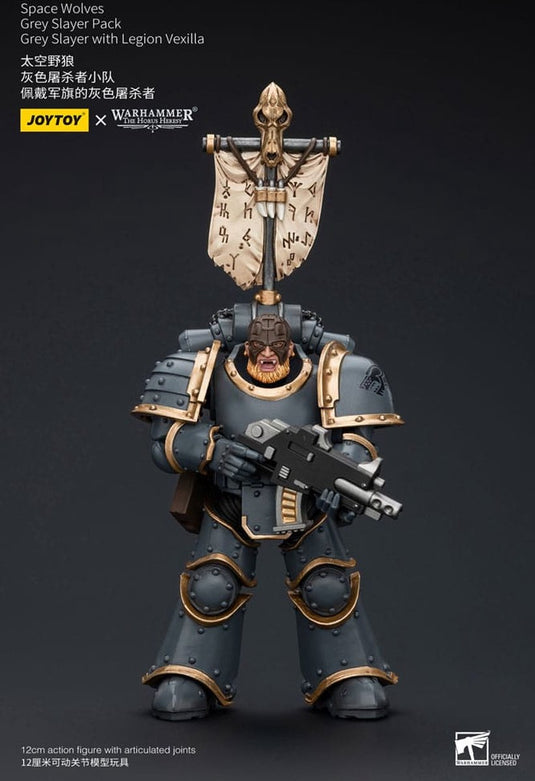 Joy toy (cn) warhammer the horus heresy action figure 1 18 space wolves grey slayer pack grey slayer met legion vexilla 12 cm action figuur