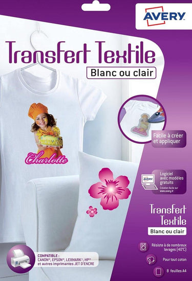Avery transferfolie t-shirt a4 transparant doos a 8 vel