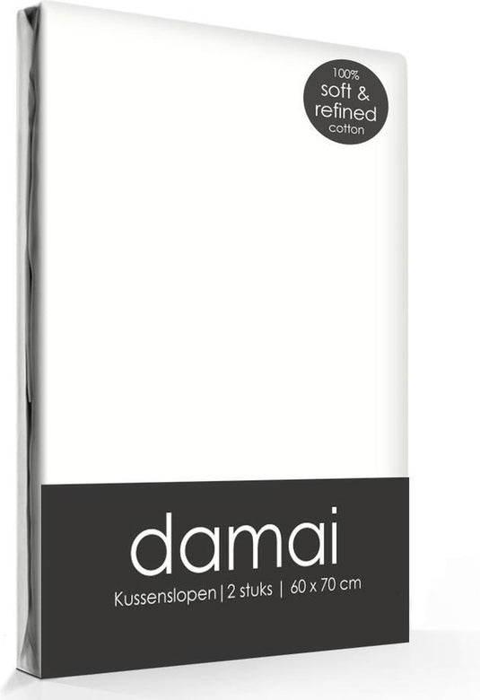 Damai kussensloop - set van 2 - 100% katoen - met hotelsluiting - 40x80 cm - wit