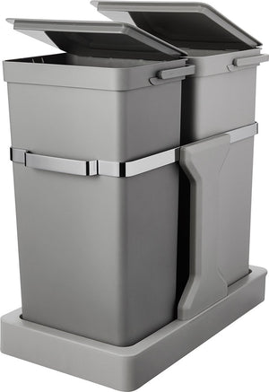 Eko - deco inbouwafvalemmer 15+20 liter - plastic stainless steel - grijs - prullenbak