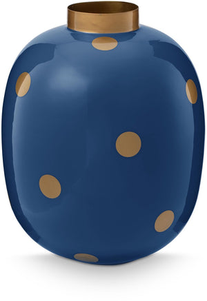 Pip studio vaas dots - bloemenvaas van metaal - navy goud - 32cm