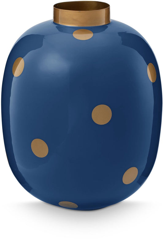 Pip studio vaas dots - bloemenvaas van metaal - navy goud - 32cm