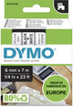 Dymo tapes 43613 polyester zwart-wit 6mmx7m glanzend