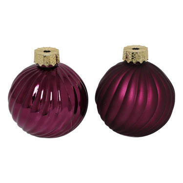 Countryfield kerstbal stripe paars glas ã˜10cm